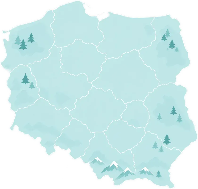 Mapa Polski z miejscowościami, w których jest najwięcej SPA